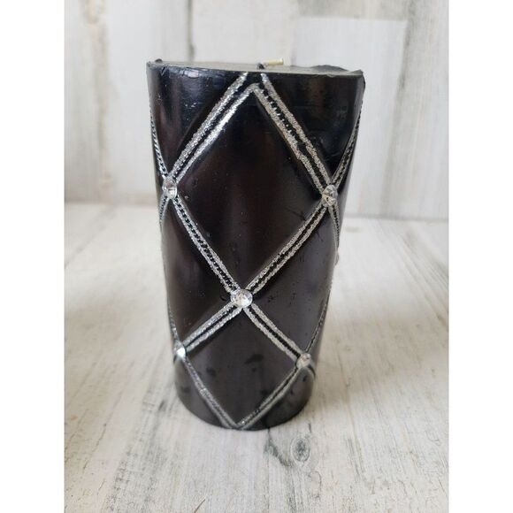 Black Halloween gem silver candle patterned home decor - Picture 2 of 8
